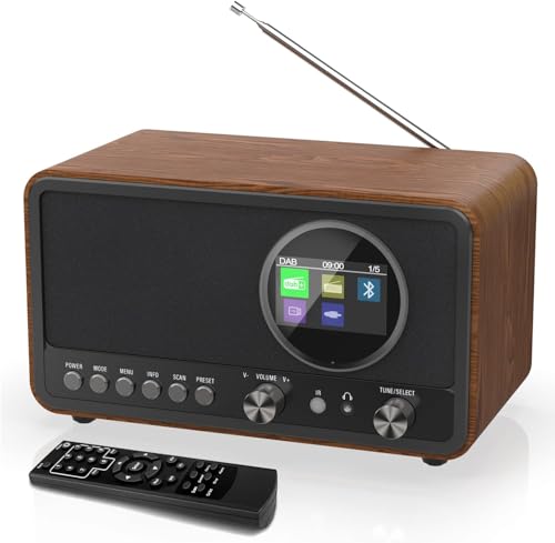 MONODEAL DAB Radio Portable with Bluetooth & Remote Control – Portable Radios & DAB/FM Digital Radio, TFT Display, Alarm Clock, Sleep Timer, Hi-Fi Stereo Sound for Home, Office, and Travel