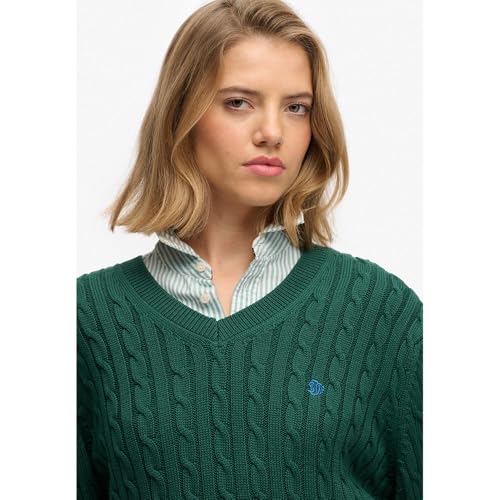 Superdry Oversized Cable V Neck Sweater L