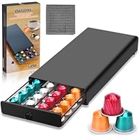 KIMIGO Kapselhalter für Kapselhalter für 40 Kapseln,Kapselständer,Schublade zur Kaffeepads Aufbewahrung,Kaffeekapseln Schubladenbox mit handhaben,Ständer mit Netzförmigen Fächern,Schwarz