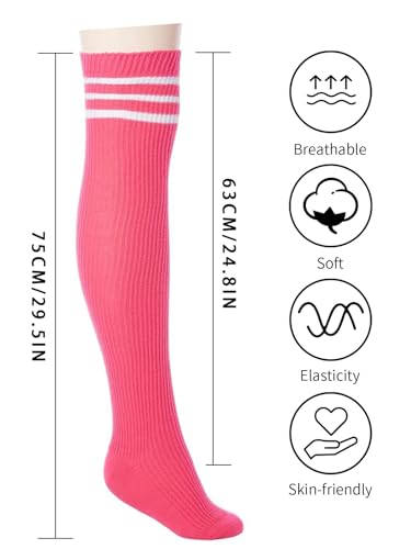Image of Abodhu Womens Thigh High Socks, Over Knee Socks for Women, Striped Knit Long Tall Stockings, Cosplay Casual Socks