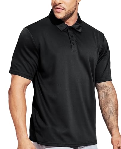 MIER Men's Quick Dry Polo Shirts Polyester Casual Collared Shirts Short Sleeve, Moisture-Wicking, Sun Protection