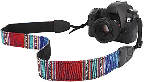 FIRST TRY Camera Strap Adjustable DSLR Camera Neck Strap Belt Retro Film Camera Shoulder Strap Vintage Soft Long Rope Universal Cord for Women Men SLR Mirrorless Cameras(Upgraded Version) Blue