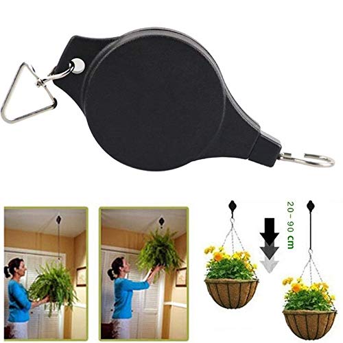 Ewonice 4Pack Retractable Plant Pulley Hanging Basket Hooks, Adjustable Rope Clip Hanger For Garden Hanging Basket Pots #TOP2