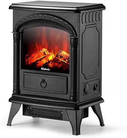 TURBRO Suburbs TS23-H Electric Fireplace Heater – 22" Freestanding Portable Compact Stove with Realistic Flame Effect - CSA Certified, Overheating Protection - 1400W, Black