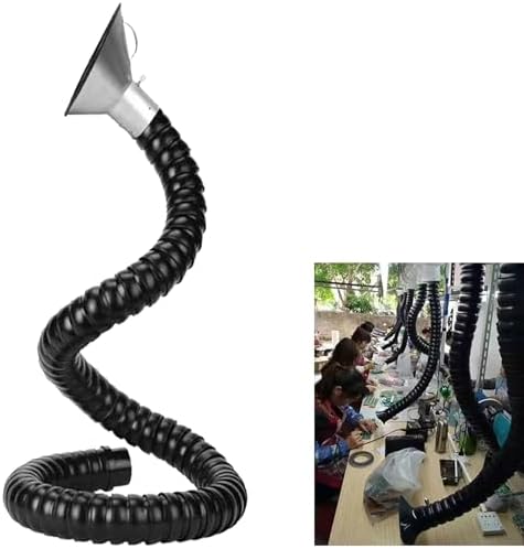 360° Rotatable Fume Extractor Hose - Articulated Fume Arm with Stainless Steel Hood for Electronics Assembly & Maintenance Bay (9.8ft, 100mm/3.9inch) - Easy Positioning, Efficient Smoke Removal