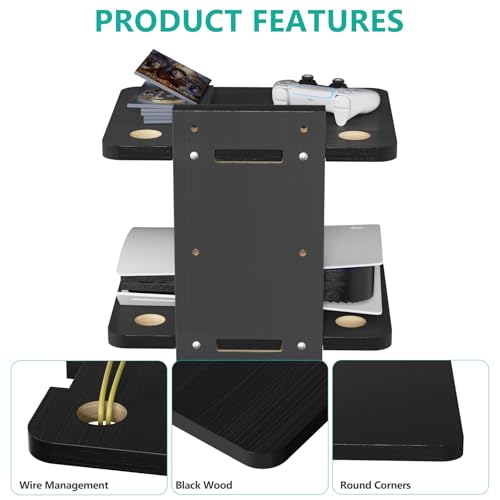 Image of WALI Floating TV Shelf, 2 Tier Projector Shelf for DVD Players, Routers, Game Consoles, Cable Boxes, Living Room Decor Accessories, Wall Mount Shelves Holds Up to 22lbs (CS202NB), 2-Shelf, Black | Projector Shelf for Routers, Game Consoles, Cable Boxes, Wall Mount Shelves Hold Up to 22lbs, (CS202NB), 2-Shelf, Black