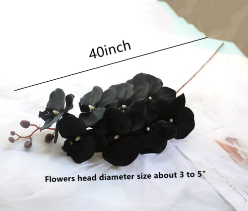 Rikyo 8 Heads Faux Orchid,40" Bouquets 2 Stem Phalaenopsis No Fade Petals Fake Flowers Forever Plants For Home Decoration, Office Decor,Wedding Party Decoration (Black) #TOP1