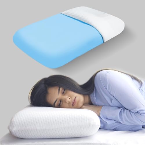 Sleepsia Orthopedic Cooling Gel Memory Foam Pillow | 1 Year Warranty | Cervical Pillows for Spondylitis Neck and Shoulder Pain Relief Support Bed Sleeping (Standard,White)
