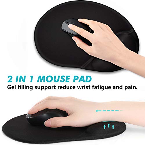 2 Pack Ergonomic Mouse Pads With Gel Wrist Rest Support Silicone Mouse Pad With Support Bar, Gaming Mouse Pad With Lycra Cloth, Non-Slip Pu Base For Computer Laptop Home Office & Travel Black #TOP4