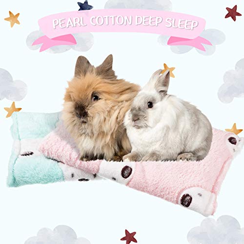 Jetec 2 Pieces Guinea Pig Bed Rabbit Bed Small Animal Hamster Warm Mats Winter Warm For Bunny Hamster Squirrel Hedgehog Chinchilla Small Animal Accessories(Green, Pink,Bear Pattern) #TOP5