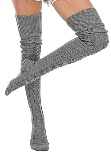 Leoparts Women's Cable Knitted Thigh High Boot Socks Extra Long Winter Stockings Over Knee Leg Warmers #TOP3
