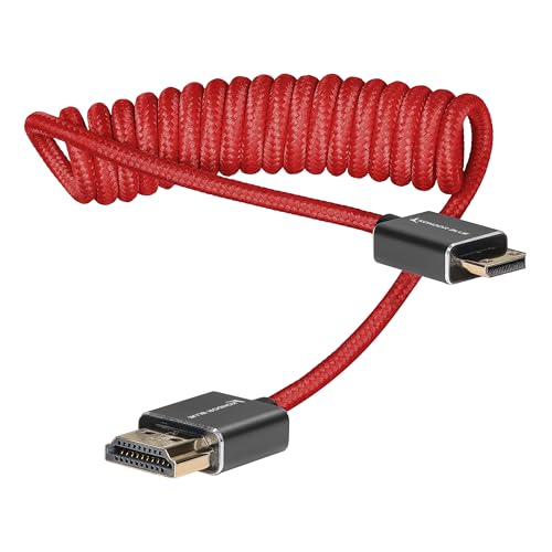 KONDOR BLUE | Mini HDMI to Full HDMI Cable 12 -24 Braided Coiled | 4K 60Hz, 18Gbps, HDR, 3D Video & Nylon Braided with Reinforced connectors | Red