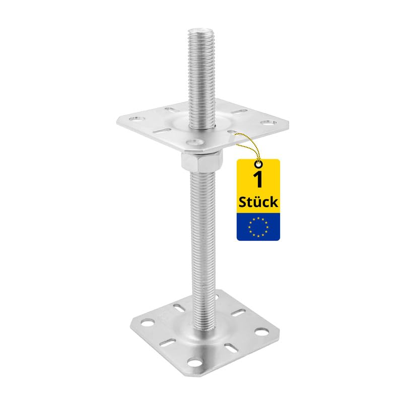 Pfostenträger höhenverstellbar 50 bis 200 mm- Pfostenträger aufschrauben - Stützenfuß - Pfostenanker - Anker - höhenverstelbar zum Aufschrauben - - PSR M20 - M20 100x253