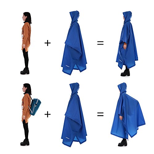 Poncho de viagem, Romacci Capa de chuva leve multifuncional com capuz caminhada ciclismo capa de chu