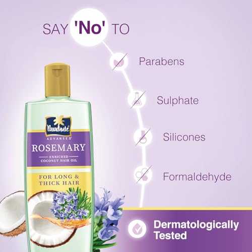 Image of Parachute Advansed Rosemary enriched Coconut Hair Oil For Promoting Hair Growth, 200ml| Up to 2x Thicker Hair| Nourishes & Strengthens Hair| Prevents Hair Thinning & Breakage| Dermatologically Tested Hair Oil| For Men & Women| Non-Sticky Formula
