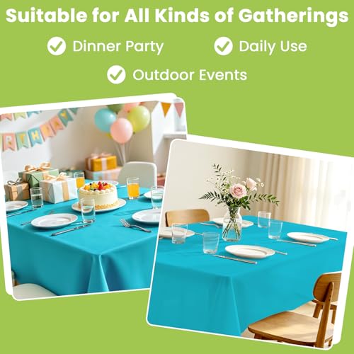 Image of Mulbozy Teal Plastic Tablecloth Disposable 4 Pack, 54 x 108 Inch