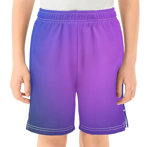 Abstract Blue Purple Gradient Boys Athletic Shorts Kids Basketball Shorts Gym Short for Summer S2
