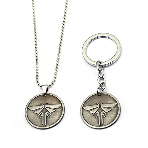 Newhope Porte Clés Jeu De Deux Pièces The Last of Us Porte-Clés Double Face Firefly Antique Silver Round Metal Pendant Key Holder Figures Cover