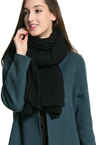 Women Men Winter Thick Cable Knit Wrap Chunky Warm Scarf Black Hor #TOP2
