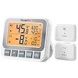 TempPro Wireless Freezer Fridge Thermometer with Alarm, 500 ft/150 m Range, High Accuracy, Rechargeable Refrigerator Thermometer with Backlit LCD Display, Battery Included (Previously ThermoPro)