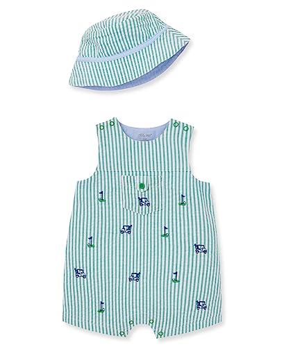 Image of Little Me baby-boys 2-piece Seersucker Sunsuit Swim Essentials Playwear and Hat Set