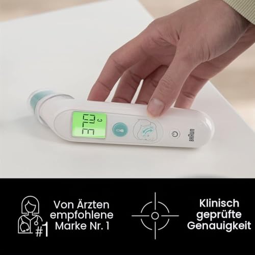 Braun TempleSwipe Stirnthermometer (farbcodierte Temperaturanzeige, sicher, hygienisch, schnell...
