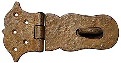 Image of Adonai Hardware inchParan inch Heavy Duty Antique Cast Iron Safety Locking Hasp and Staple(6 inch x 2 Pack, Rust Living) for Vintage Pirates Treasure Chest, Trunks, Wooden Jewelry Box, Cases, Furniture and Sheds