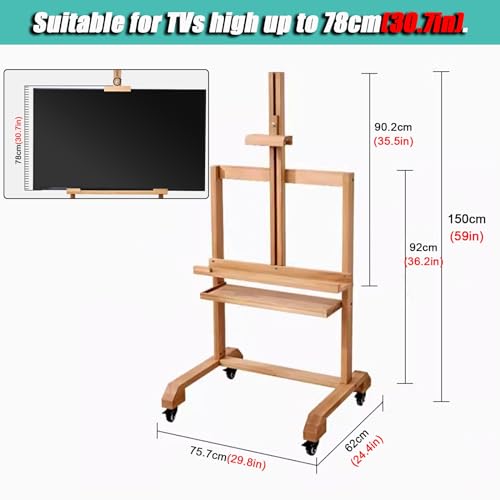 Soporte para TV Rodante Ajustable de Madera 75.5x62x150 cm miniatura 3