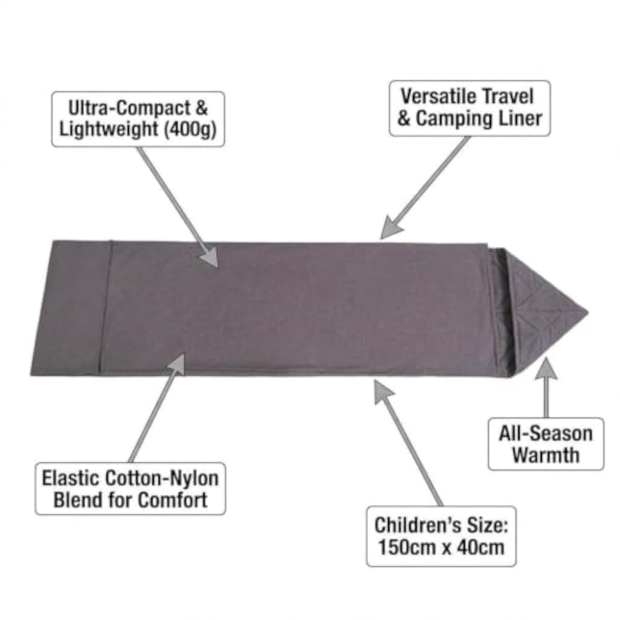 Sleeping Bag for Camping, Lightweight Nylon, 185x50cm