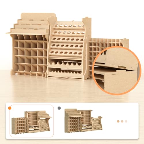 Image of Plastic Modeling Tool Storage, Large Capacity Combination Rack, MDF Material Paint Box Holds 211 DIY Tinting Ink Bottle Durable, Suitable for Tamiya /Mr.Hobby /Vallejo /Citadel GK PS