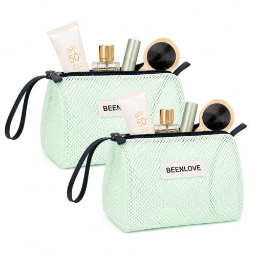 Kit com 2 Necessaire Feminina Tela com Alça para maquiagem e itens pessoais (2 UNIDADES VERDES)