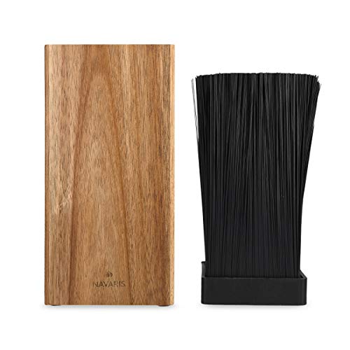 Navaris Wooden Kitchen Knife Block - Universal Bristle Knife Holder Storage Stand - Acacia Wood Knife Block - Upright Design, 24 x 12 x 12 cm - Image 5