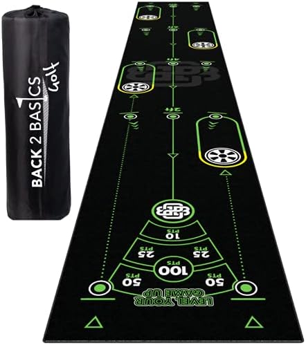 Back 2 Basics Golf | Play-Off Putting Mat | 10 ft | Mimics Real Putting Green | Packed with Drills & Games | Perfect Practice & Training Aid for Indoor or Outdoor | Designed by Golfers for Golfers