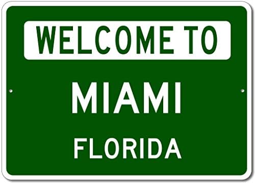 Miami, Florida - Welcome to US City State Sign - Metal Street Sign, Man Cave Wall Decor, Personalized Idea, US City Welcome Sign - 10x14 inches image 5