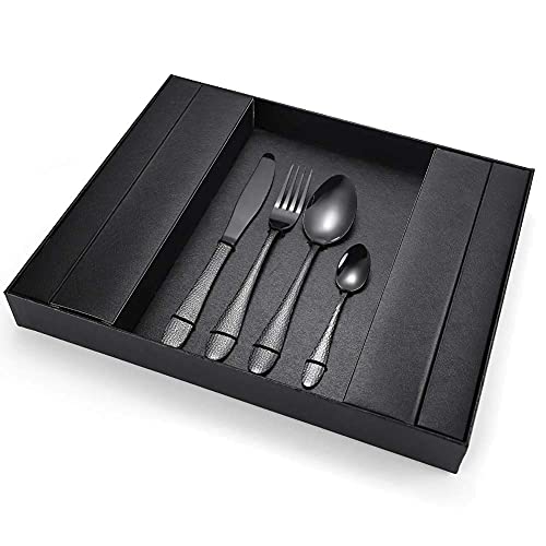 Ménagère en Acier Inoxydable, Lot de 4 Couverts, Vaisselle en Acier Inoxydable, avec Couteau, Fourchette, cuillère et Coffret élégant (Or Rose, 20 pièces)