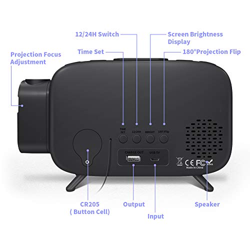 Projection Alarm Clock Radio Alarm Clock Digital Clock with Power Adapter Alarm Clocks for Bedrooms ELEHOT