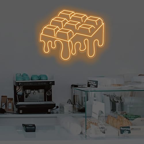Image of Dripping Chocolate Led Sign, Melting Chocolate Bar Neon Sign For Anniversary Decor,Valentine, Food Neon Lights For Sweet Shop Coffee,Kitchen Restaurant,Kids Baby Bedroom,Game Room