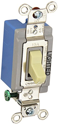 Hubbell HBL1201IL Single Pole Toggle, Illuminated, Industrial Grade, 15 amp, 120/277V, Ivory