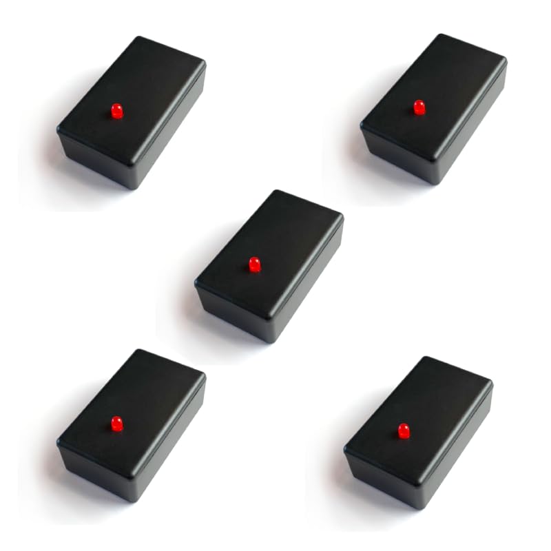 Blue Charm Fake Car Alarm, 1 Year Continuous Usage Battery Life, Red Blinking LED Light with Black Housing, (Two AAA Batteries, not Included) (Five Pack)