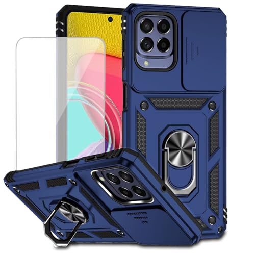 Coque Galaxy M53 5G antichoc avec verre trempé et bague aimantée pour support voiture