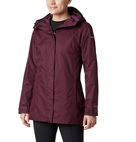 Columbia Women's Splash A Little Ii Waterproof Rain Jacket, Black Cherry Mini Hex