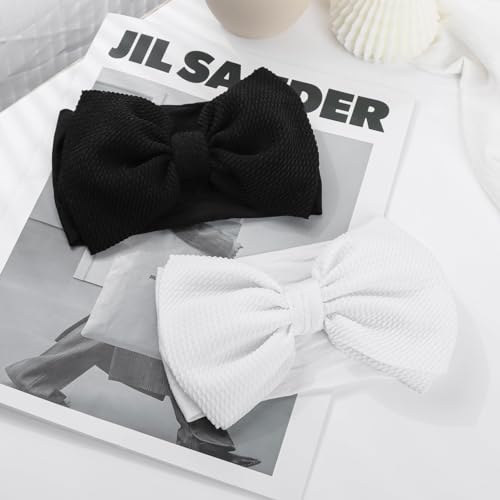 YanJie Baby Girl Bow Headbands - Black, White Nylon Hair Bows for Infants and Toddlers 0-6 Months3