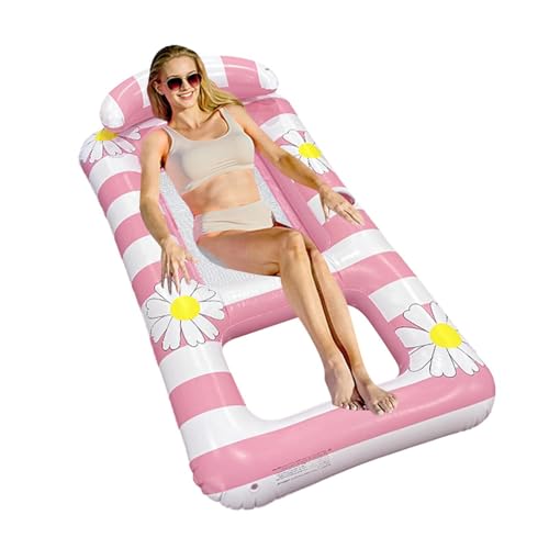 Flotadores de piscina inflables para adultos, colchón inflable con reposacabezas, balsa de piscina inflable para lago río trasero, playa, jardín, camping, vacaciones, fiesta, reunión