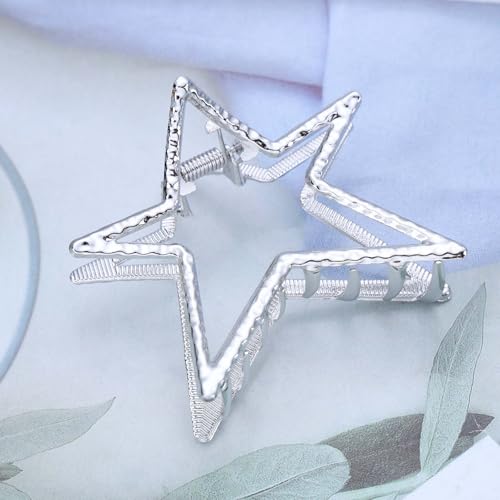 Aneneiceera Pinza de Pelo Estrella Vintage de Metal Plateada miniatura 7
