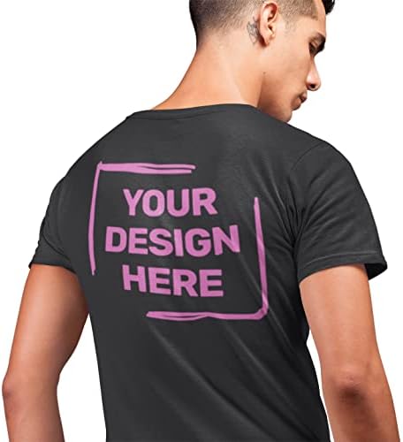 Yourdesign Front and Back Personalised T-Shirt - Add Photos and Text - Unisex Black 100% Soft Cotton - Same Day Free Dispatch