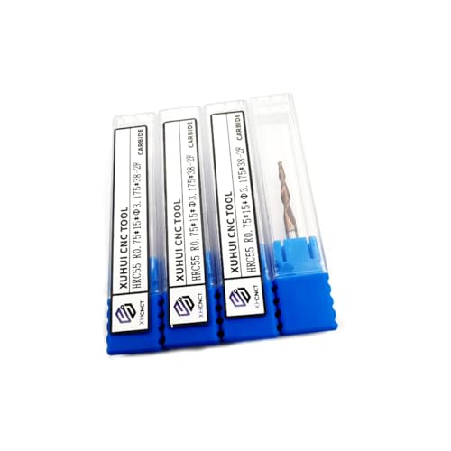 Image of HRC55 2Flutes Tungsten Solid Carbide Tapered Ball Nose Carving End Mill 1 /8 inch inches Shank 2D 3D Woodworking Tool CNC Router Bits CNC end Mill with TiAIN (4pcs, Radius=0.75mm)