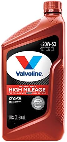 Valvoline High Mileage with MaxLife Technology 20W-50 Synthetic Blend Motor Oil 1 Quart