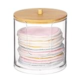 Tbestmax Plastic Cotton Round Holder and Dispenser, Clear Bathroom Organizer Storage for Cotton Pads...
