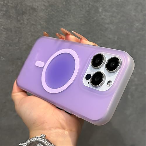 Coque iPhone 14 silicone violet aimantée pour charge sans fil facile