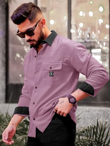 Image of Maniac Mens Solid Collared Neck Full Sleeve Biscuit and Black Cotton Shirt